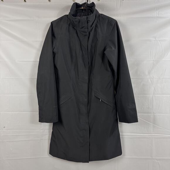 The North Face Coat Womens Small Hyvent Trench Long Waterproof Rain Jacket Black - Picture 1 of 16